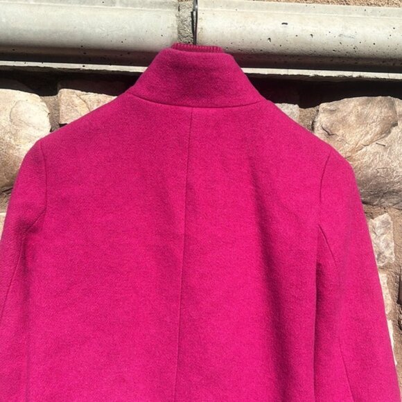 J Crew Wool Coat Pink Zipper Front High Neck Size 6 Gold Zipper Winter - Picture 5 of 11